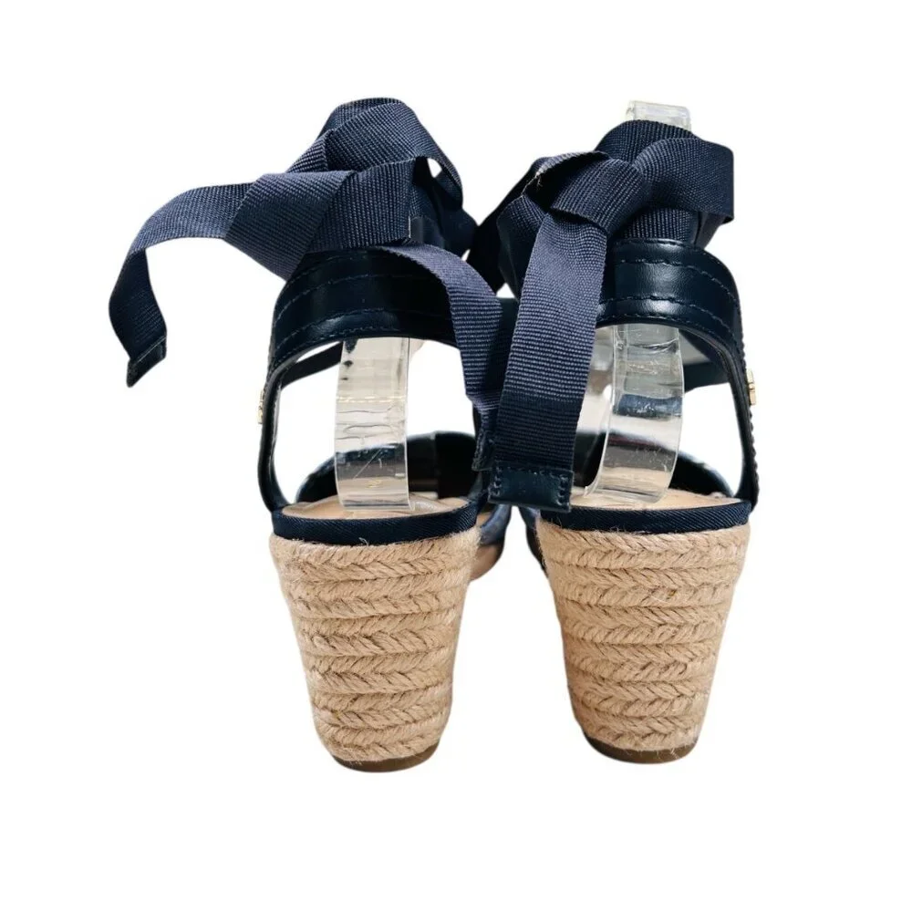 Tommy Hilfiger 8.5 Espadrille Striped Jute Heel Resortwear Coastal Wrap